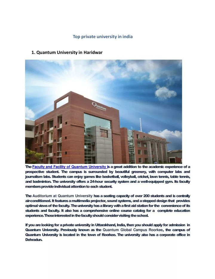 top private university in india 1 quantum