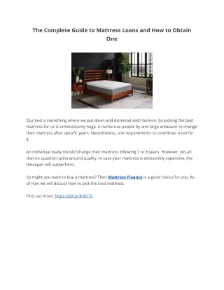 the complete guide to mattress loans