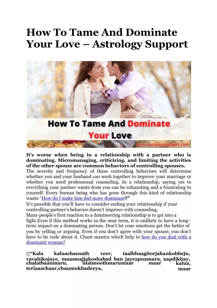 how to tame and dominate your love astrology support