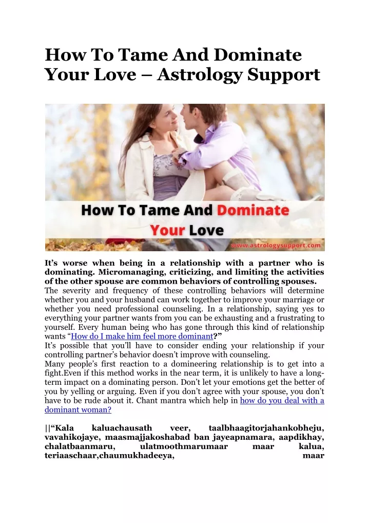 how to tame and dominate your love astrology