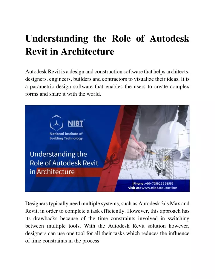 understanding the role of autodesk revit