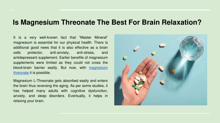 is magnesium threonate the best for brain relaxation