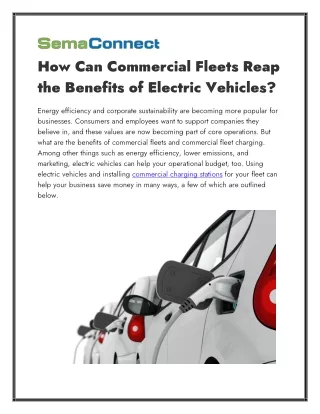 How Can Commercial Fleets Reap the Benefits of Electric Vehicles