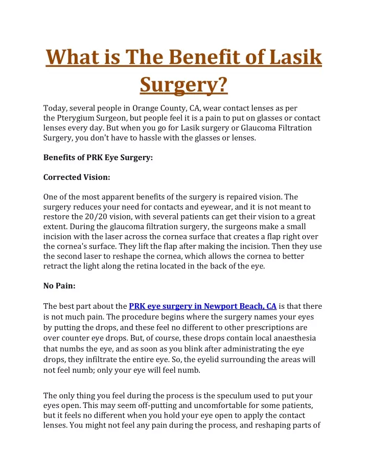 what is the benefit of lasik surgery