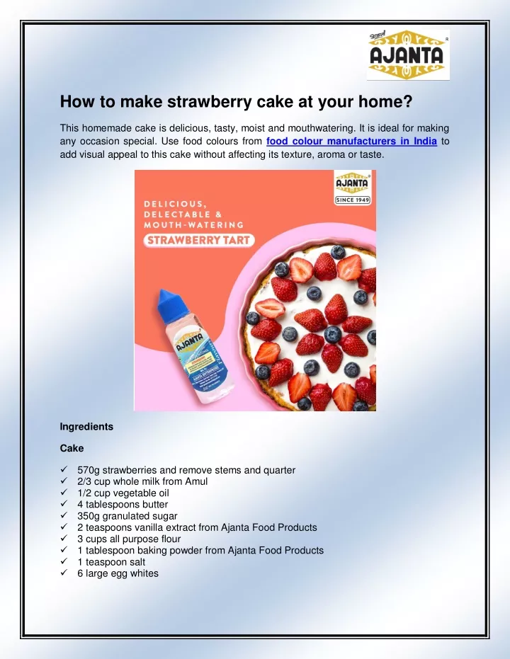 how to make strawberry cake at your home