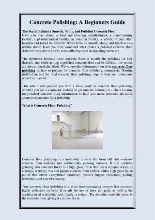 concrete polishing a beginners guide