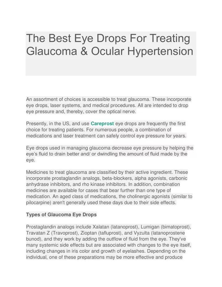 the best eye drops for treating glaucoma ocular