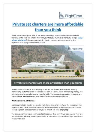private jet charters are more affordable than