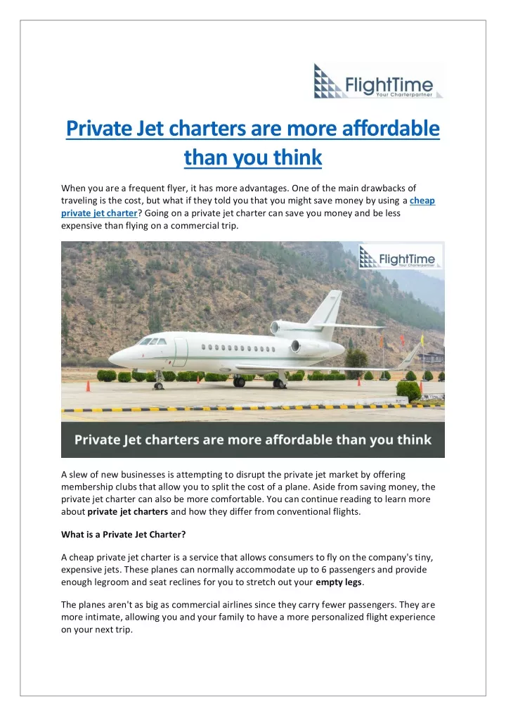 private jet charters are more affordable than