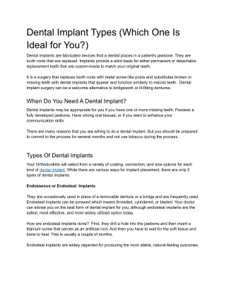 dental implant types which one is ideal for you