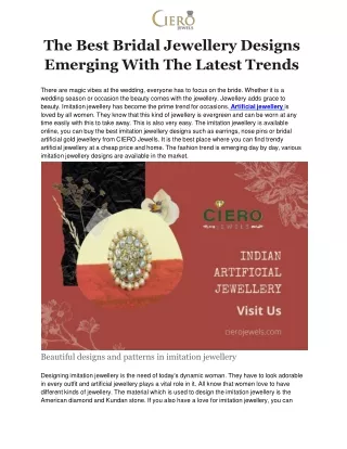 The Best Bridal Jewellery Designs Emerging With The Latest Trends