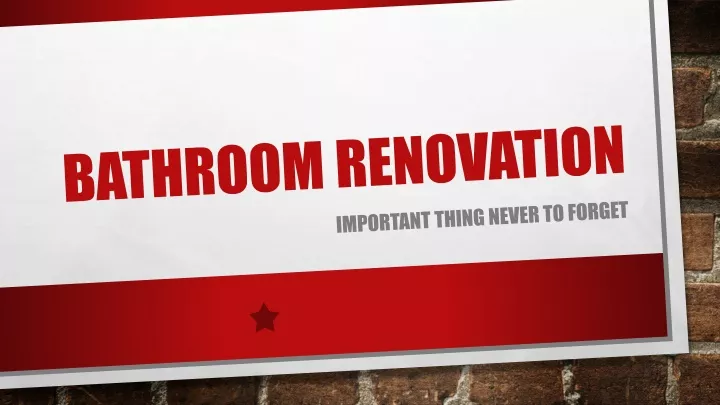 bathroom renovation