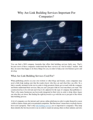 why are link building services important