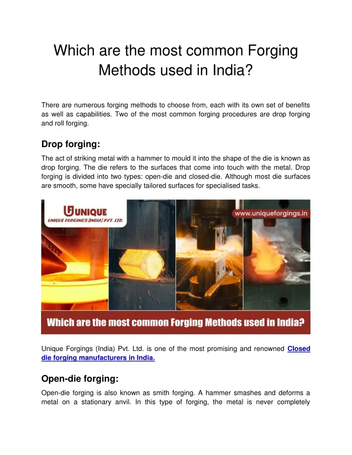 which are the most common forging methods used