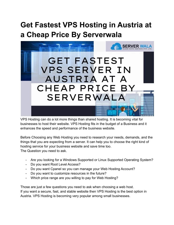 get fastest vps hosting in austria at a cheap