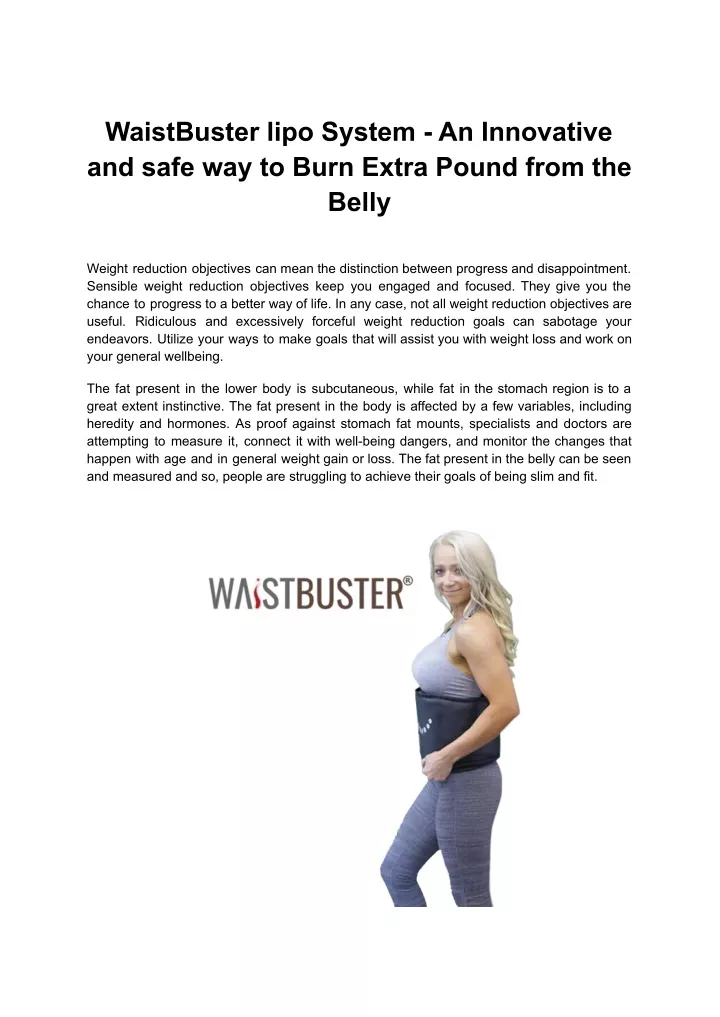 waistbuster lipo system an innovative and safe