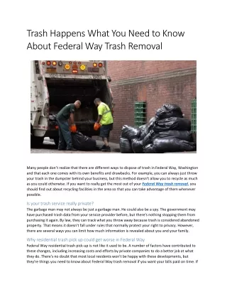 Trash Happens What You Need to Know About Federal Way Trash Removal