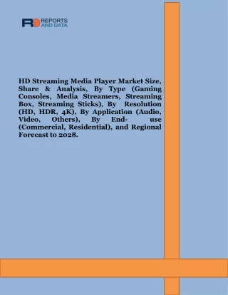 HD Streaming Media Player Market Size, Trends, Key Companies, Revenue Share Analysis, 2022–2028