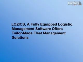 lozics a fully equipped logistic management