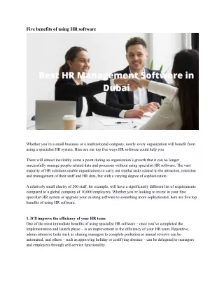 five benefits of using hr software