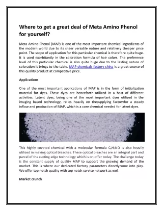 Where to get a great deal of Meta Amino Phenol for yourself