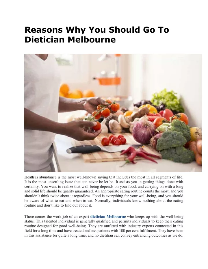 reasons why you should go to dietician melbourne