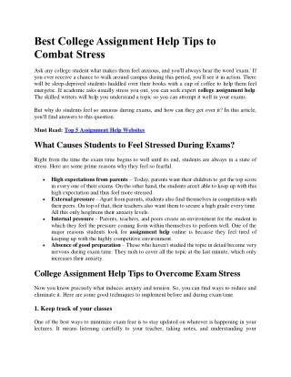best college assignment help tips to combat stress