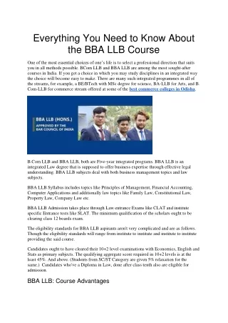 Everything You Need to Know About the BBA LLB Course