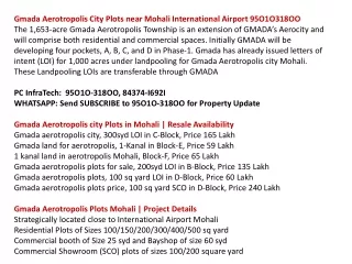 Gmada Aerotropolis 500 Gaj Plot Mohali‎, Aerotropolis plots