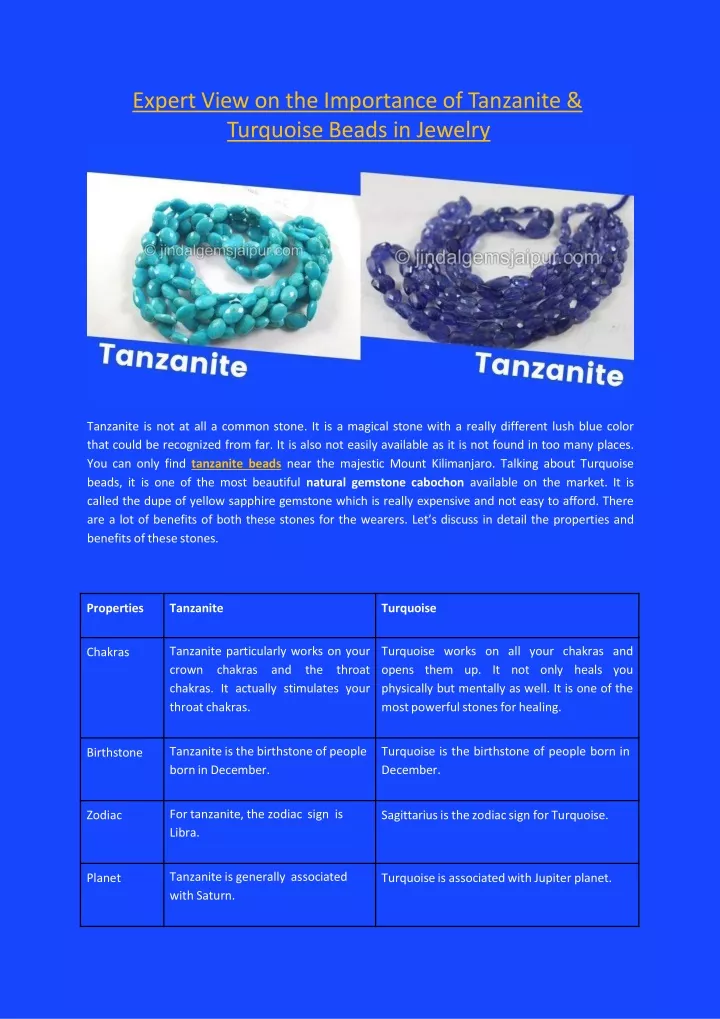 expert view on the importance of tanzanite