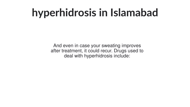 hyperhidrosis in islamabad