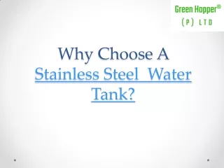 Stainless Steel Water Tanks | Green Hopper