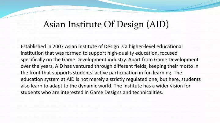 asian institute of design aid