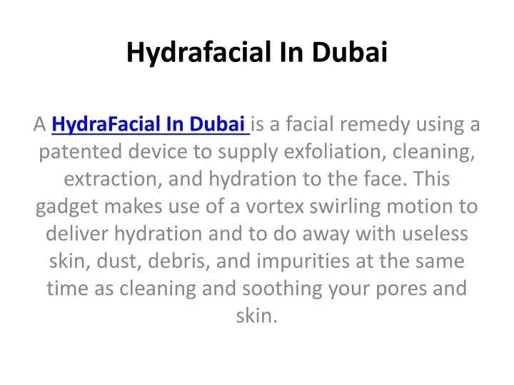 hydrafacial in dubai