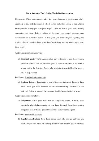 get to know the top 3 online thesis writing