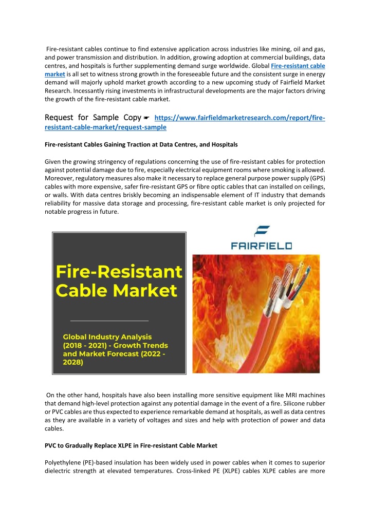 fire resistant cables continue to find extensive