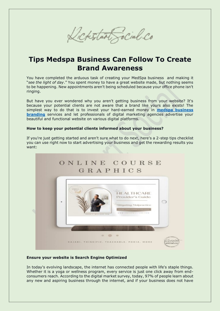 tips medspa business can follow to create brand