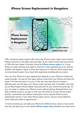 iPhone Screen Replacement in Bangalore