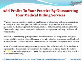 add profits to your practice by outsourcing your medical billing services