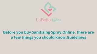 Buy Sanitizing Spray Online, there are a few things You should know.Guidelines