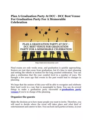 plan a graduation party at dcc dcc best venue