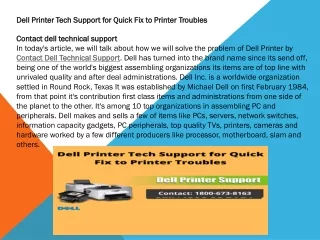 Dell Printer Tech Support for Quick Fix to Printer Troubles