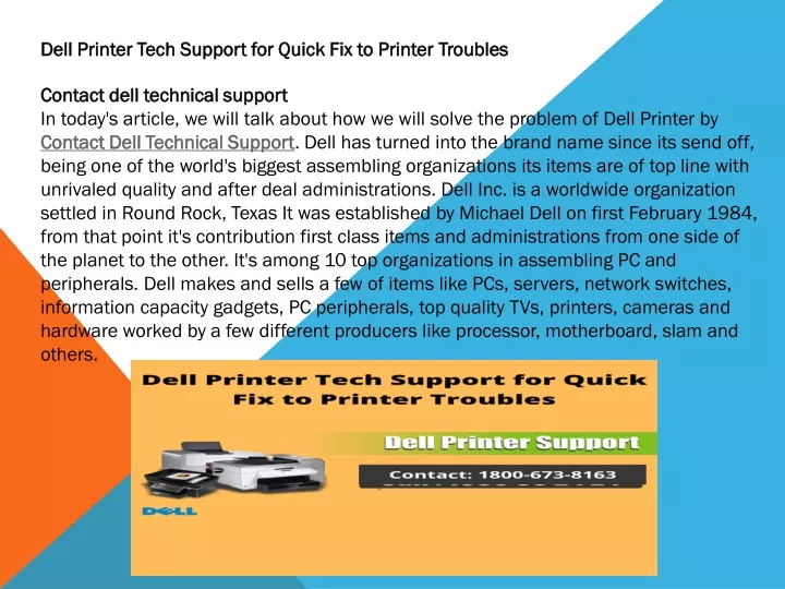dell printer tech support for quick