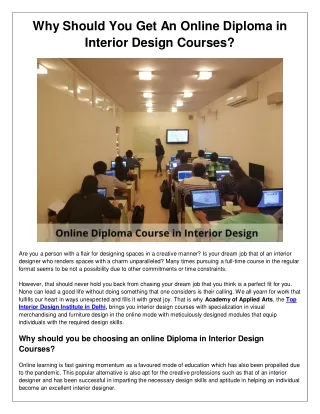 Why Should You Get An Online Diploma in Interior Design Courses?