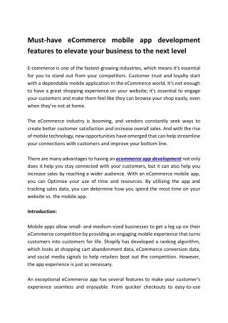 must have ecommerce mobile app development