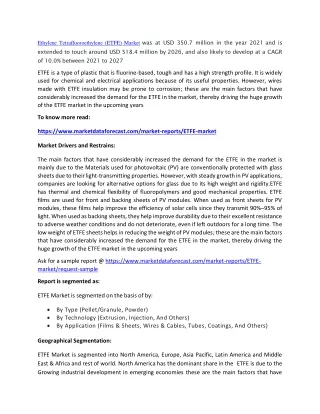 ethylene tetrafluoroethylene etfe market