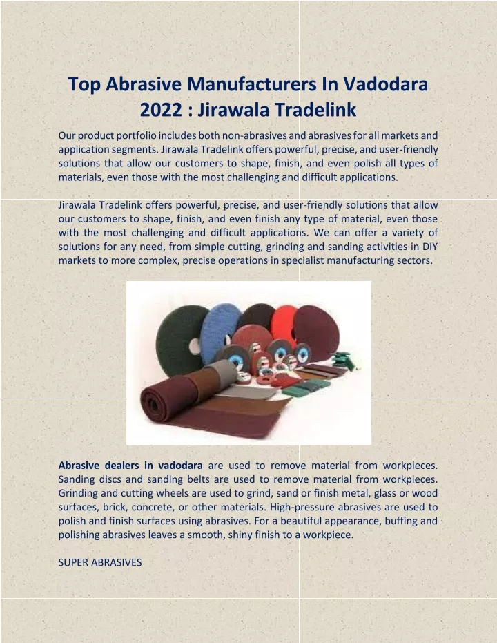 top abrasive manufacturers in vadodara 2022