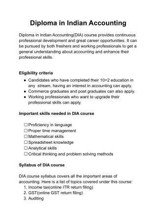 Diploma in Indian Accounting