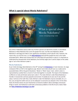 what is special about moola nakshatra