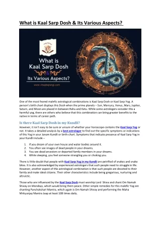what is kaal sarp dosh its various aspects